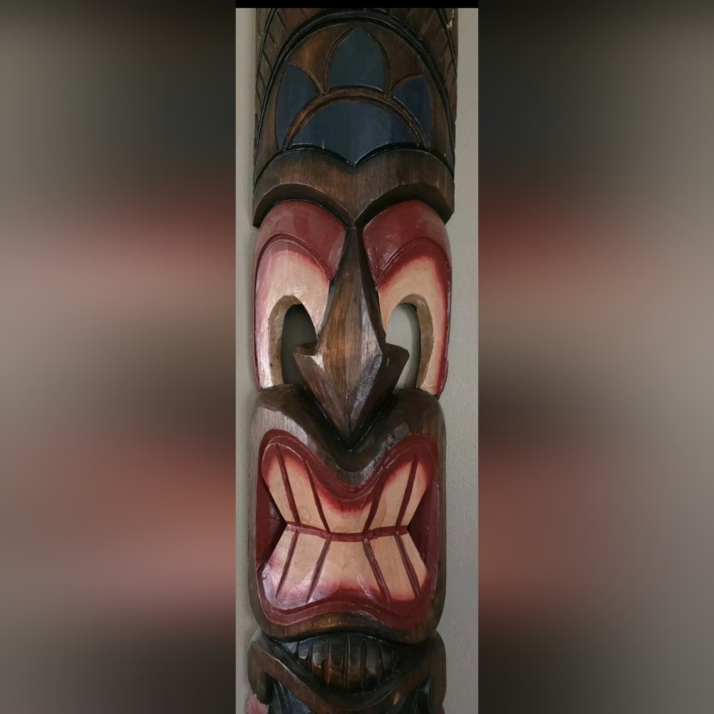 Colorful Wooden Tiki Totem Wall Decor - Picture 2 of 6